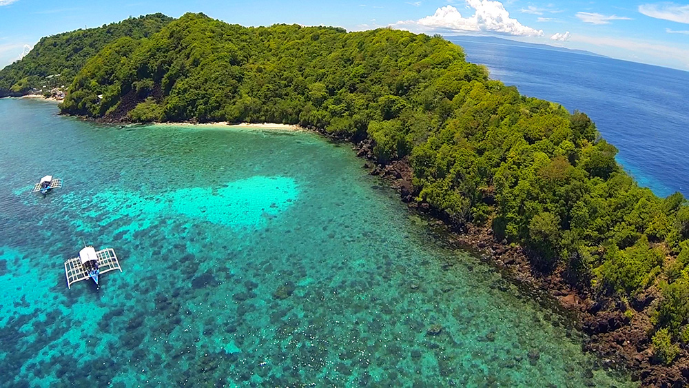 Apo Island with its shallow turtle sanctuary in Dumaguete Philippines